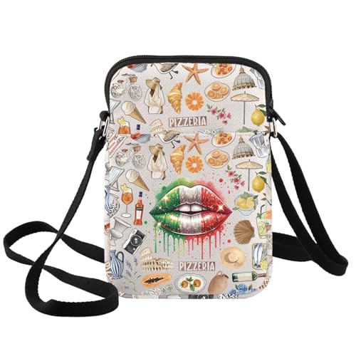 BWWKTOP Italien Reise Crossbody Bag Italienisch Urlaub Geschenk Italien Rom Tirp Umhängetasche Italienische Sehenswürdigkeiten Souvenirs ​, Italien Pizzeria Xk-b von BWWKTOP