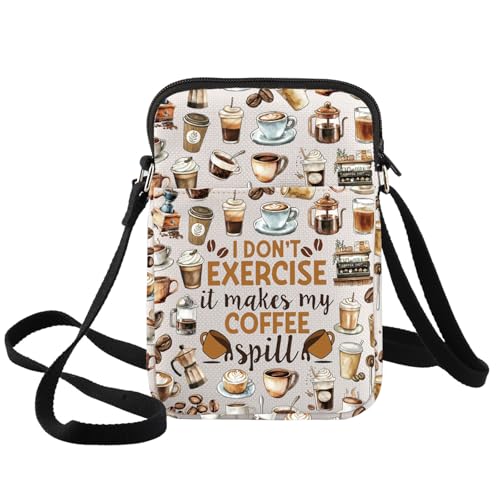 BWWKTOP Lustige Umhängetasche mit Aufschrift "Eercise It Makes My Coffee", Coffee-xk B BWWKTOP Lustige Umhängetasche mit Aufschrift "Eercise It Makes My Coffee", Coffee-xk B von BWWKTOP