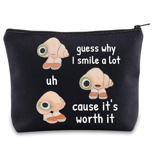 BWWKTOP Marcel Fan Kosmetiktasche The Shell Animation Inspired Gifts Guess Why I Smile A Lot Uh Cause Worth It Marcel Zipper Pouch Bag für Frauen Mädchen, Guess Why BL, Kosmetiktasche von BWWKTOP