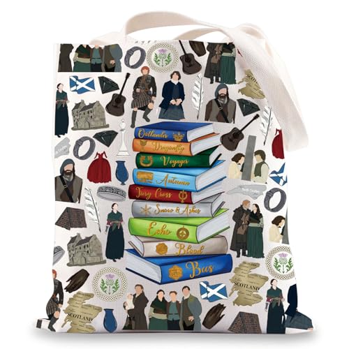 BWWKTOP Outlander Tragetasche Claire & Jamie Fans Geschenk Schottland Sassenach Reise Schultertasche Outlander Merch, Nine Book, Einheitsgröße von BWWKTOP