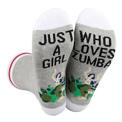 BWWKTOP Zumba Tänzerin Socken Zumba Liebhaber Geschenke Zumba Lehrer Geschenke Zumba Socken für Frauen Zumba Lehrer Geschenke, Liebt Zumba, Medium-Large von BWWKTOP