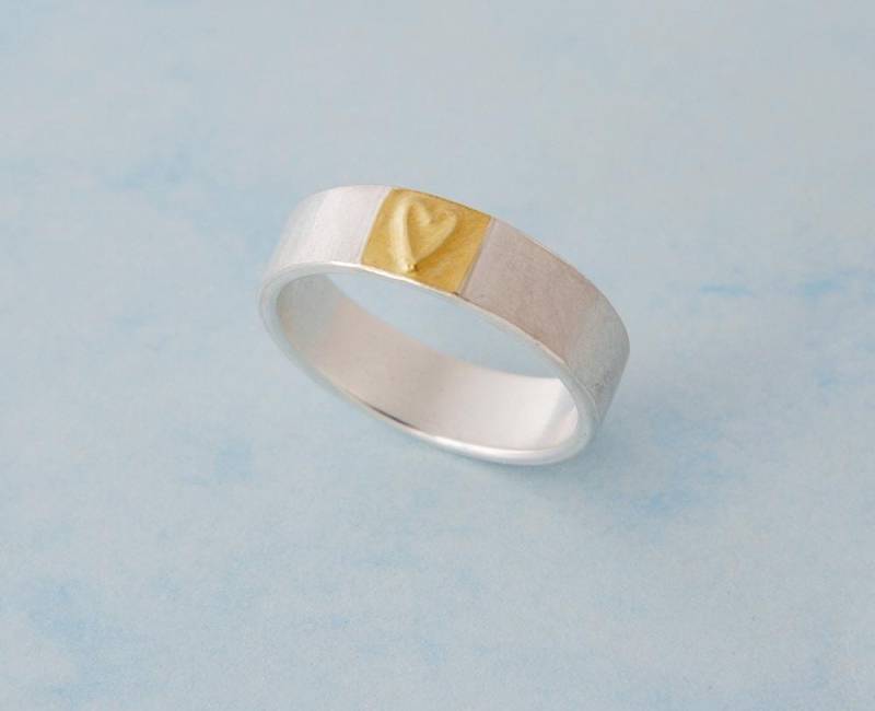 Ring Herz Silber Gold Trauring Antragsring Verlobungsring Partnerring Barbara Weiss von BWeissSCHMUCK