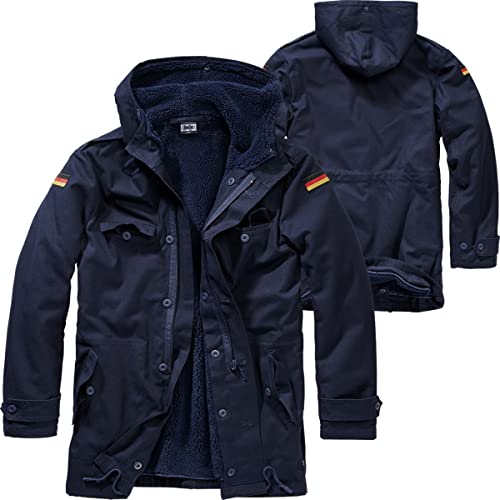 BWuM BUNDESWEHR PARKA MIT FUTTER & FLAGGEN BW FELDPARKA BORDPARKA WINTERJACKE, Größe:44 (XS), Farbe:Navy Blau von BWuM