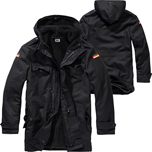 BWuM BUNDESWEHR PARKA MIT FUTTER & FLAGGEN BW FELDPARKA BORDPARKA WINTERJACKE, Größe:44 (XS), Farbe:Schwarz von BWuM