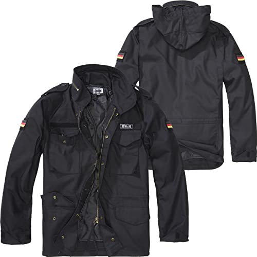 BWuM Feldjacke M65 + Patch & Flaggen, Größe:3XL, Farbe:Schwarz von BWuM