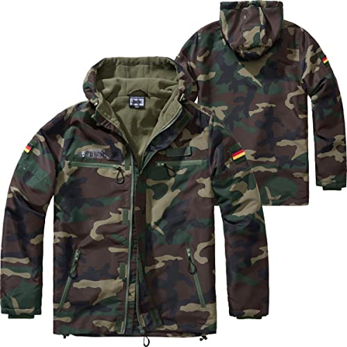 BWuM Tactical Windbreaker Zipper Fleece + Patch & Flaggen, Größe:3XL, Farbe:Woodland von BWuM