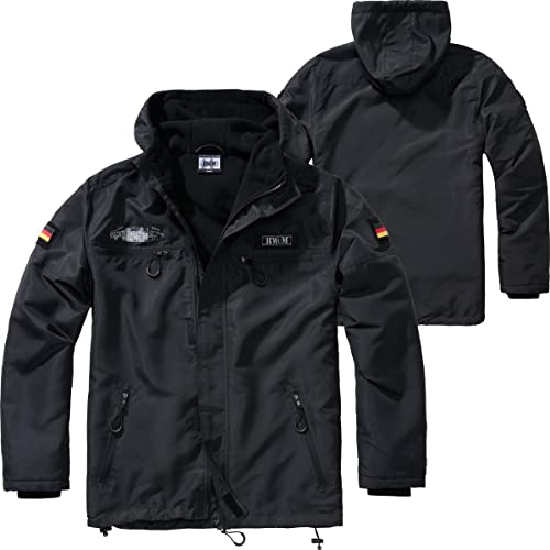 BWuM Tactical Windbreaker Zipper Fleece + Patch & Flaggen, Größe:L, Farbe:Schwarz von BWuM