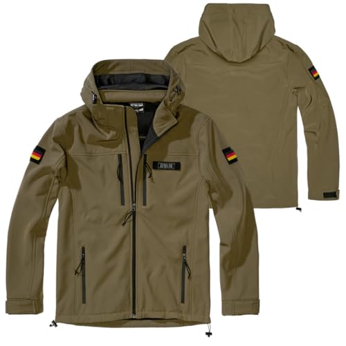 BWuM Tactical Softshell Jacke + Patch & Flaggen, Größe:XL, Farbe:Oliv von BWuM