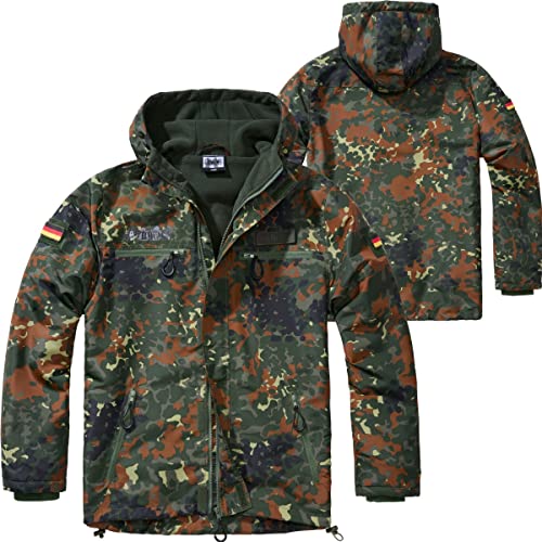 BWuM Tactical Windbreaker Zipper Fleece + Patch & Flaggen, Größe:7XL, Farbe:Flecktarn von BWuM