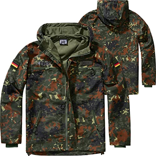 BWuM Tactical Windbreaker Zipper Sommer + Patch & Flaggen, Größe:7XL, Farbe:Flecktarn von BWuM