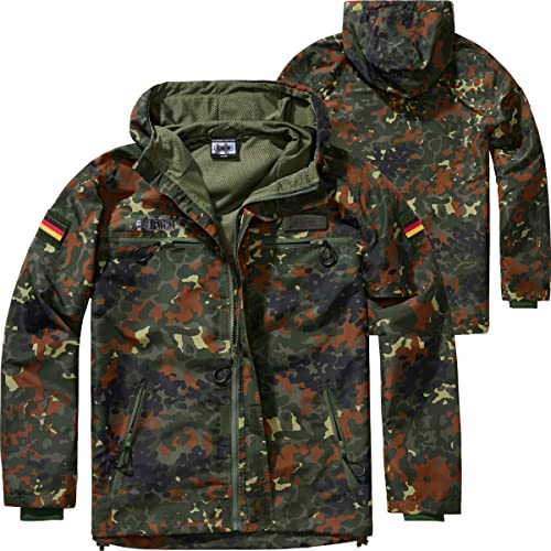 BWuM Tactical Windbreaker Zipper Sommer + Patch & Flaggen, Größe:XS, Farbe:Flecktarn von BWuM