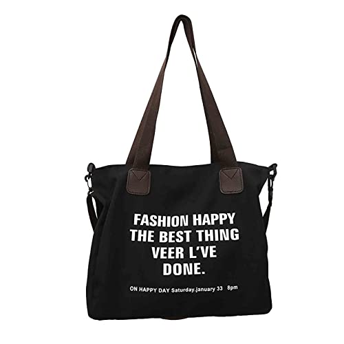 Damen Canvas Handtasche Damen Messenger Bag Herren Damen Mode Retro Messenger Bag (Schwarz) von BXCNCKD