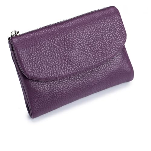 BXCZEDW Joyfullygo Damen-Geldbörse aus Rindsleder, Unisex, Kieselleder, 13 cm, kurzer Kreditkartenhalter, Damen-Geldbörse, Leder-Clutch, für Münzen, Ausweise, dunkelviolett, Einheitsgröße, Casual BXCZEDW Joyfullygo Damen-Geldbörse aus Rindsleder, Unisex, Kieselleder, 13 cm, kurzer Kreditkartenhalter, Damen-Geldbörse, Leder-Clutch, für Münzen, Ausweise, dunkelviolett, Einheitsgröße, Casual von BXCZEDW