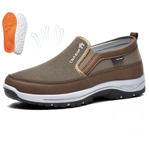 Orthowalkway Herren-Schuhe, Slip-On-Canvas-Slipper mit Fußgewölbeunterstützung, Orthowalk-Schuhe, Netzstoff, atmungsaktiv, orthopädische Sneaker, braun, 38 EU von BXCZEDW