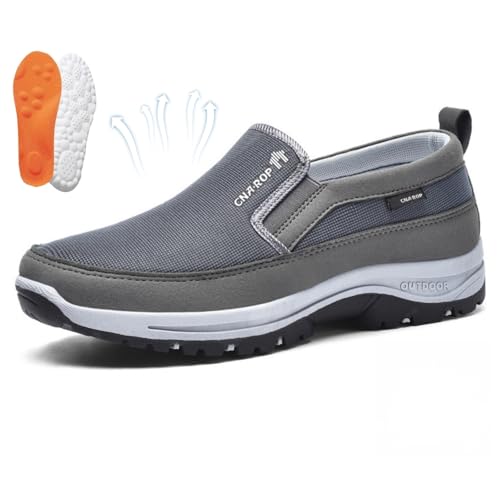 Orthowalkway Herren-Schuhe, Slip-On-Canvas-Slipper mit Fußgewölbeunterstützung, Orthowalk-Schuhe, Netzstoff, atmungsaktiv, orthopädische Sneaker, grau, 38 EU von BXCZEDW