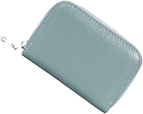 BXGGXBYSW Kartenetuis Damen-Kartenhalter aus echtem Leder, Unisex-Wechseltasche, Münzgeldbörse, Tasche, Bargeld, Geldbeutel, Rindsleder, Kreditkartenetui (Farbe: Blau) von BXGGXBYSW