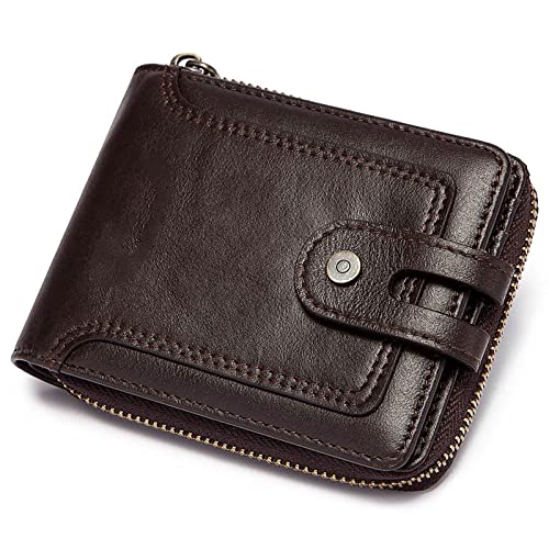 BXGGXBYSW Retro-Ledergeldbörsen, zarter Geldschein-Clip, genähte Reichtumstasche, Münzfach/Kreditkartenetui mit 14 Kartenfächern (Farbe: Braun), braun von BXGGXBYSW