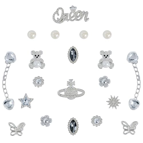 BXGQCSD Glitzernde Schuhanhänger für Damen und Mädchen, glitzernde silberfarbene Schuhketten, luxuriöse Strass-Dekoration für Clogs, niedliche Designer-Schmetterlings-Blumen-Juwelen für Partygeschenke von BXGQCSD