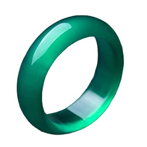 BXSMNH Natürlicher Chalcedon Handgeschnitzter Jade-Ring Schmuck Jade Jade-Ringe Mit Zertifikat Und Exquisiter Geschenkbox (Color : Green, Size : 15mm) von BXSMNH