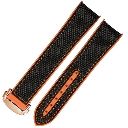 BXSUKEYOU 20 mm 22 mm Gummi -Nylon -Silikon -Uhrenband für Omega GMT Planet Ocean Seamaster Diver 300 gebogenes Ende Orange Uhrengurt von BXSUKEYOU