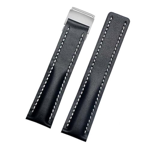 BXSUKEYOU 22mm 24 mm echtes Lederschalt -Uhrenband für Breitling Mens Watch Kuhlederarmband mit Einsatzschnalle von BXSUKEYOU