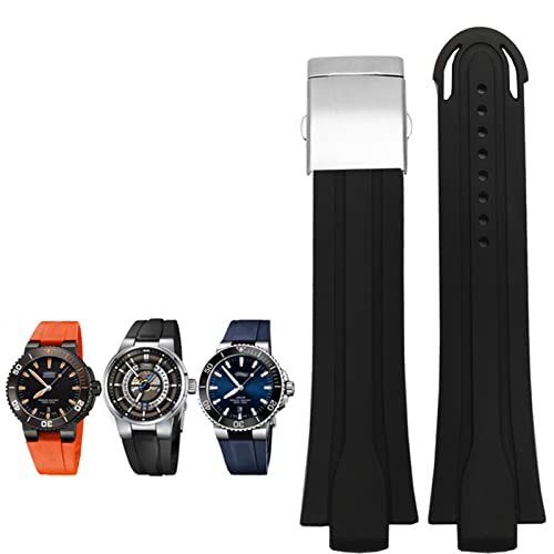 BXSUKEYOU 24 mm*12mm Lugend Gummi -Waterfach -Uhrband für Oris Armband Silikonuhr -Gurt aus Edelstahl Klaspeln von BXSUKEYOU