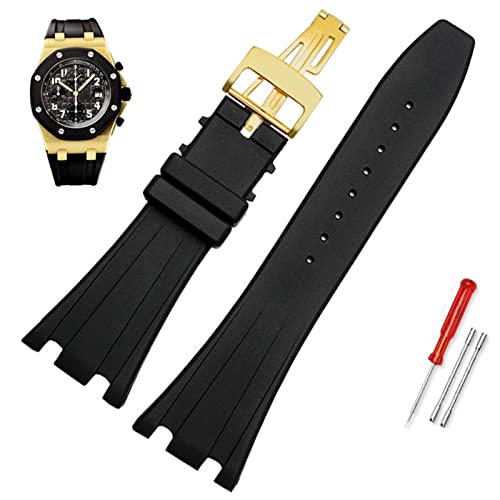 BXSUKEYOU 28mm schwarzes weiches Silikon Gummi -Uhr -Gurtarmband Armband für AP Royal Oak Watchbandgürtel 40 mm 42 mm von BXSUKEYOU