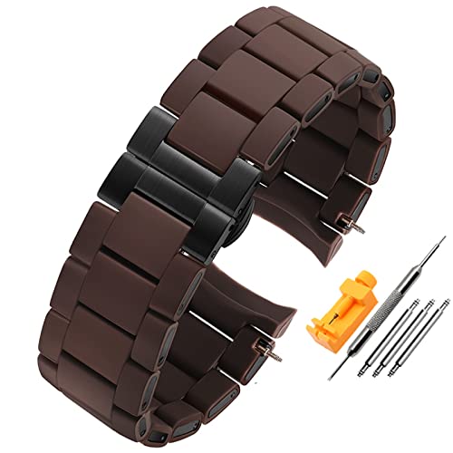 BXSUKEYOU Rubber Watchband Silikon Armband Armband Rosengoldschnalle für Armani AR5905 AR5906 AR5919 AR5920 20 23mm Uhrenbandgurt von BXSUKEYOU