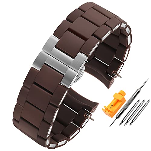 BXSUKEYOU Rubber Watchband Silikon Armband Armband Rosengoldschnalle für Armani AR5905 AR5906 AR5919 AR5920 20 23mm Uhrenbandgurt von BXSUKEYOU