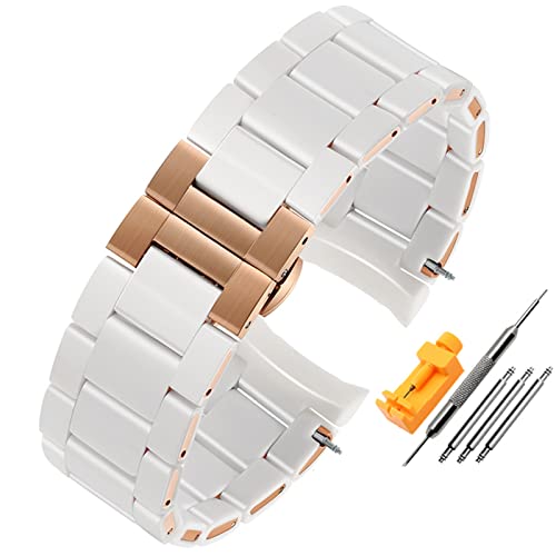 BXSUKEYOU Rubber Watchband Silikon Armband Armband Rosengoldschnalle für Armani AR5905 AR5906 AR5919 AR5920 20 23mm Uhrenbandgurt von BXSUKEYOU