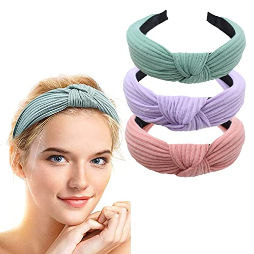 1806 Stirnband, Stoff-Haarbänder, Haarschmuck, elastische Stirnbänder, niedlich, Outdoor, Damen, modische Stirnbänder (Ya Pink, Grün, Violett), 3 Stück von BXVXWKJXKR