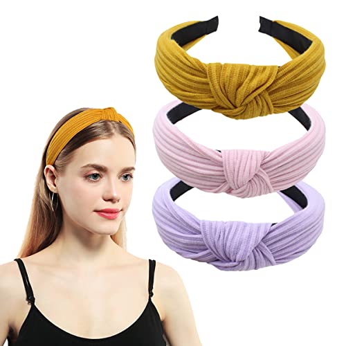 1806 Stirnband, Stoff-Haarbänder, Haarschmuck, elastische Stirnbänder, niedlich, Outdoor, Damen, modische Stirnbänder (Ya Pink, Grün, Violett), 3 Stück von BXVXWKJXKR