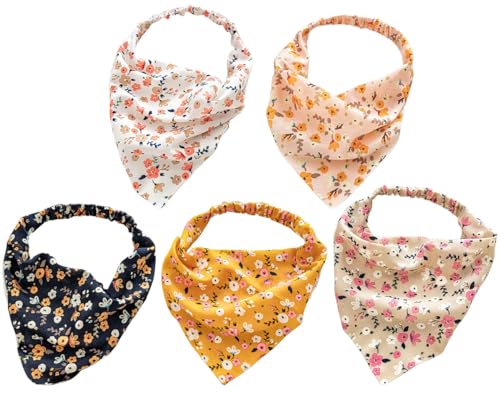 23910 Haarband mit Blumenmuster, Chiffon, Haarband, elastische Haarbänder, Haarschal, Stirnband, niedliche Haarschals, Turban, Haarschmuck für Damen und Mädchen, 6 Stück von BXVXWKJXKR