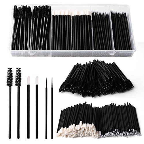 300-teiliges Mascara-Stäbe-Set, 100 Wimpernpinsel/100 Lippenpinsel/100 Stück, Make-up-Werkzeug-Set mit Organizer-Box von BXVXWKJXKR