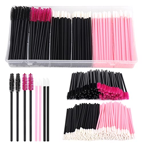 300-teiliges Mascara-Stäbe-Set, 100 Wimpernpinsel/100 Lippenpinsel/100 Stück, Make-up-Werkzeug-Set mit Organizer-Box von BXVXWKJXKR
