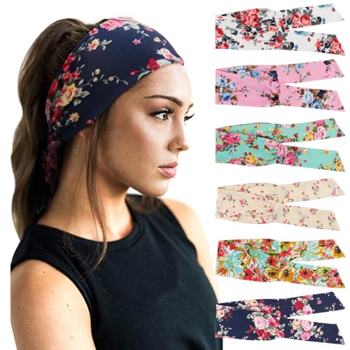 6 Stück breite elastische Haarbänder für Damen, Kopfwickel, niedlicher Knoten, Haarschmuck 6 Stück breite elastische Haarbänder für Damen, Kopfwickel, niedlicher Knoten, Haarschmuck von BXVXWKJXKR