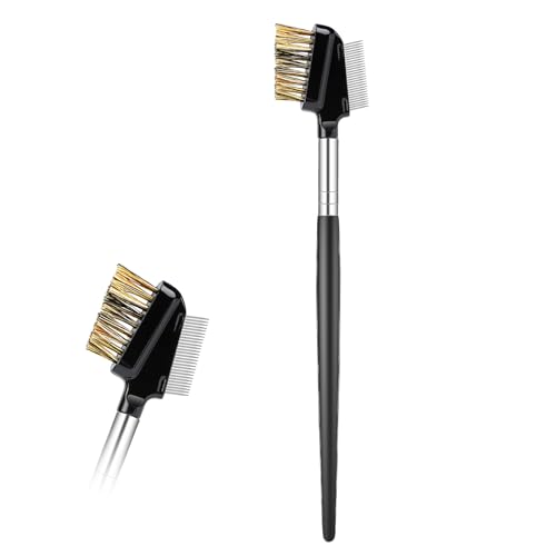 Dual Augenbrauenpinsel, Braue für Augenbrauen Metall Wimpern Kamm Separator Wimpern Edelstahl Lash Separator Tool Mascara Kamm 2 in 1 Augenbrauenbürste und Kamm für Frauen Mädchen von BXVXWKJXKR
