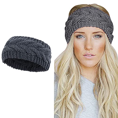 Gestricktes Winter-Stirnband für Damen, Ohrenwärmer, grob, gehäkelt, geflochtenes Haarband, Turban, Sport, Yoga, Haarband, elastisch, breite Stirnbänder für Damen von BXVXWKJXKR