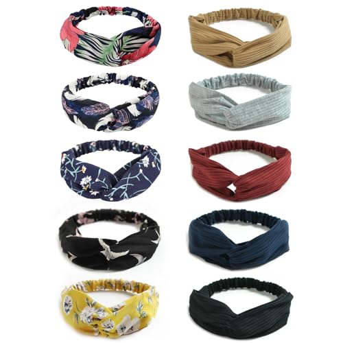 Haarbänder für Damen, gekreuzt, geknotet, elastisch, gedreht, niedlich, 10 Stück von BXVXWKJXKR