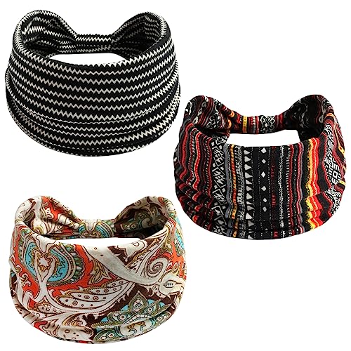 Haarschmuck für Mädchen, 3 Stück, Vintage-Stil, Blumen-Haarbänder, bedrucktes Kopftuch, elastisches Stirnband, Bandana, Haarbänder, 12907 von BXVXWKJXKR