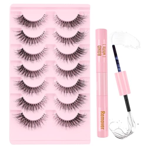 Half Lashes Wispy Cat Eye Lashes Flauschige Falsche Wimpern Kit mit Wimpern Glue Bond und Remover 3/4 Ecke Cluster Wimpern Wiederverwendbare Gefälschte Wimpern 3D Faux Nerz Wimpern Natürliches von BXVXWKJXKR