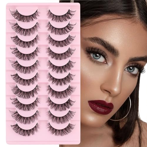 Half Lashes Wispy Cat Eye Lashes Flauschige Falsche Wimpern Kit mit Wimpern Glue Bond und Remover 3/4 Ecke Cluster Wimpern Wiederverwendbare Gefälschte Wimpern 3D Faux Nerz Wimpern Natürliches von BXVXWKJXKR