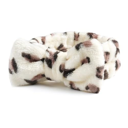 Spa-Stirnband, weiches Spa-Gesichts-Make-up-Stirnband, elastisches Hautpflege-Stirnband, flauschiges Stirnband, Waschgesicht, Haarband für Damen und Mädchen, Make-up-Bad, 10, rosa Leopard von BXVXWKJXKR