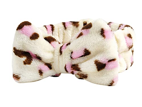 Spa-Stirnband, weiches Spa-Gesichts-Make-up-Stirnband, elastisches Hautpflege-Stirnband, flauschiges Stirnband, Waschgesicht, Haarband für Damen und Mädchen, Make-up-Bad, 10, rosa Leopard von BXVXWKJXKR