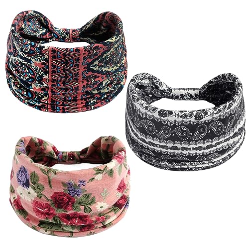 Stirnbänder für Mädchen, modischer Blumendruck, weiche Haarbänder für Damen, elastisch, rosa, für Erwachsene, Frauen, Übung, Yoga, Haarschmuck – 07 von BXVXWKJXKR