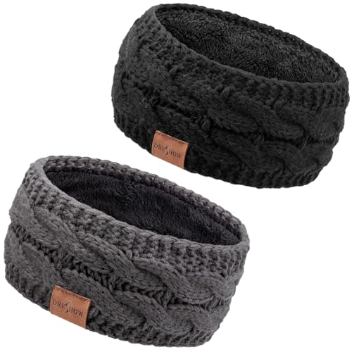 Warmes gestricktes Stirnband für Damen, kalte Winter-Ohrenwärmer, elastische Häkelkopfwickel, dickes Fleecefutter, Haarbänder von BXVXWKJXKR
