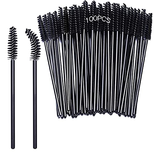 Wimpernpinsel, 100 Stück Augenbrauen-Mascara-Applikatorstäbe, Make-up-Pinsel, Werkzeug (schwarz) von BXVXWKJXKR