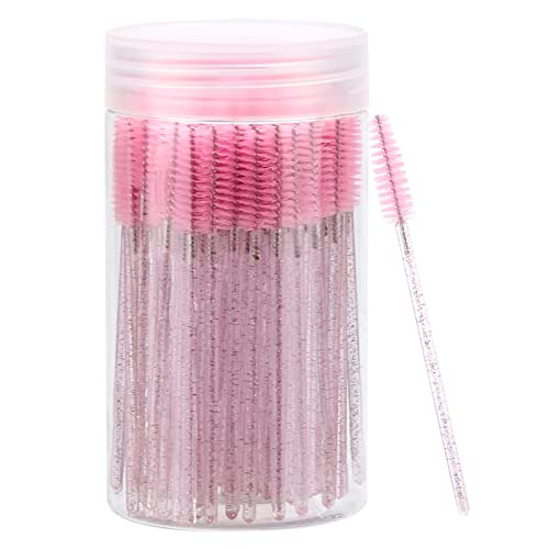 Wimpernpinsel, Mascara-Stäbe, Make-up-Applikator-Set für Wimpernverlängerungen, Augenbrauenpinsel mit Behälter, 100 Stück (Rosa, Schwarz) von BXVXWKJXKR