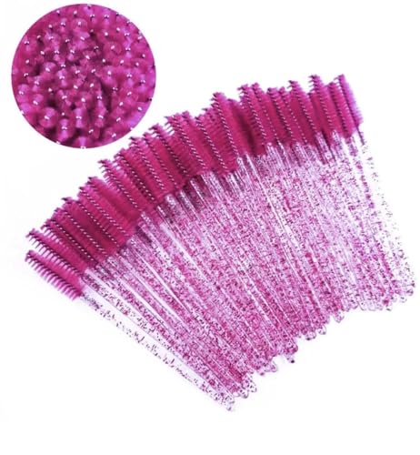 Wimperntusche, 50 Stück, Applikator, Augenbrauenpinsel, Make-up-Set, Augenbrauen-Rizinusöl-Pinsel, Make-up-Werkzeug (Rosarot) von BXVXWKJXKR