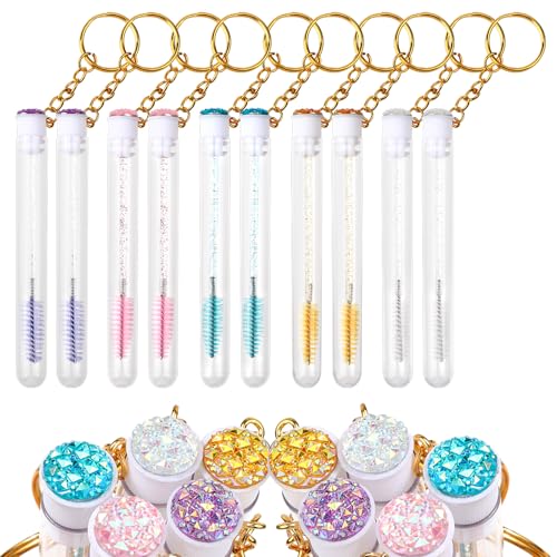 Wimperntusche-Stäbe-Set, Kristall-Augenbrauen, mit wiederverwendbarem, leerem Behälter, Diamant-Schlüsselanhänger, Augenbrauen-Applikator, Make-up-Werkzeug-Set für Wimpernverlängerung, 10 Stück von BXVXWKJXKR